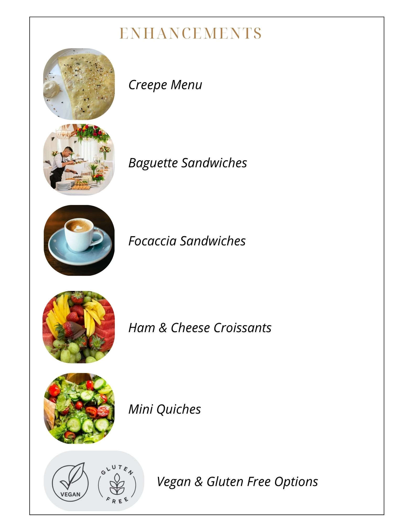 Enhancements menu