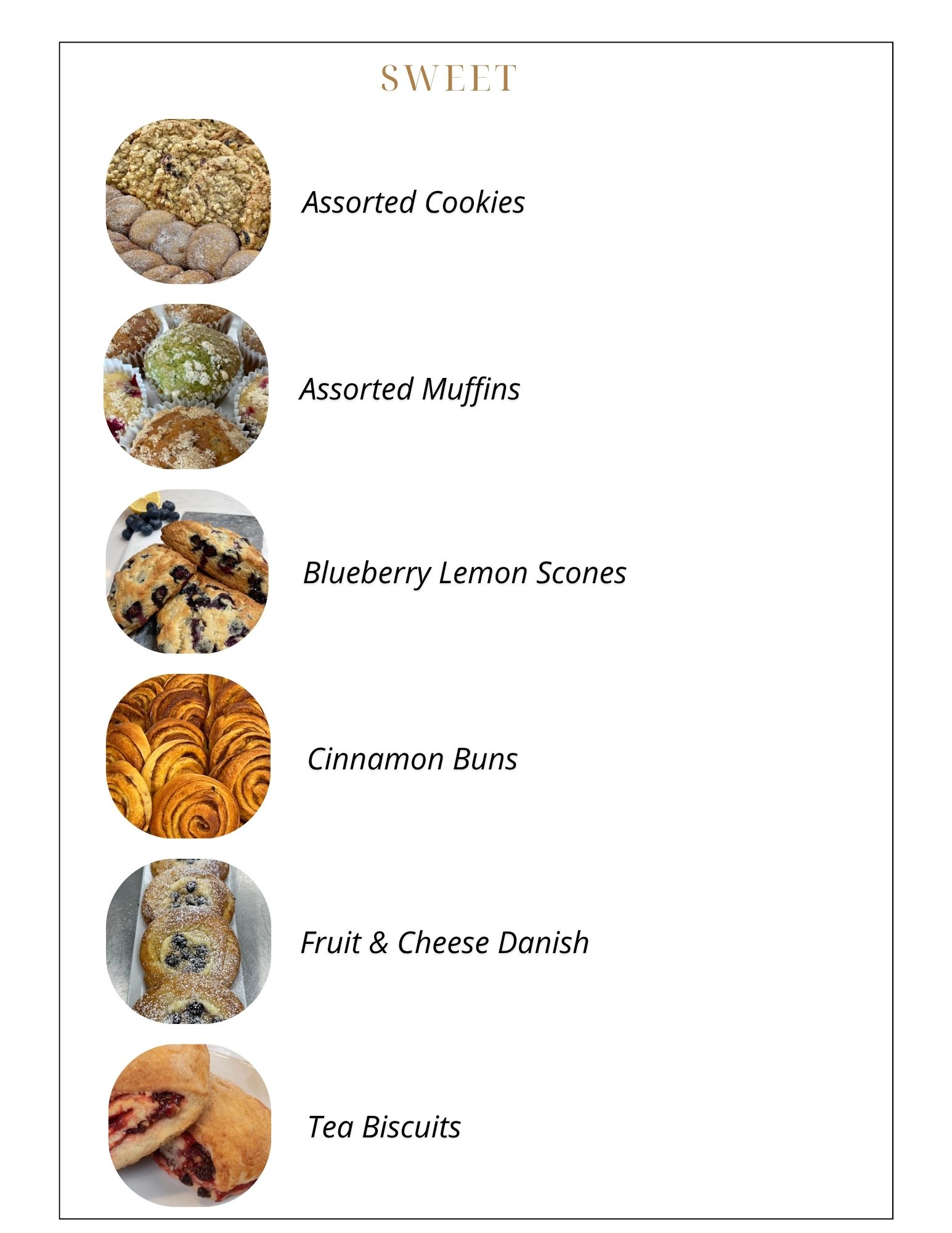 Sweet menu